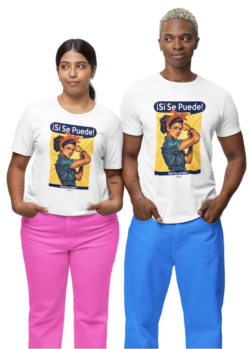 man and woman wearing matching t-shirts